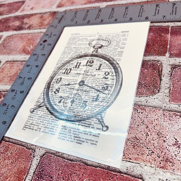 Time Theme - Elegant Alarm Clock - Upcycled Dictionary Art‎ Print - Mini Poster - Picture 4 of 6